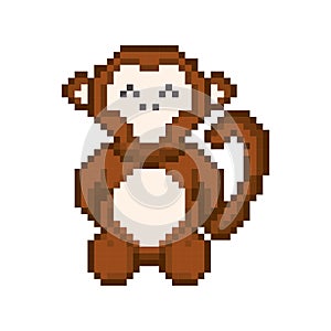 Pixel art monkey. Vector illustration decorative design