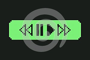 Pixel Art Music Player Controls Bar Retro.
