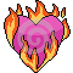 pixel art of pink heart burn