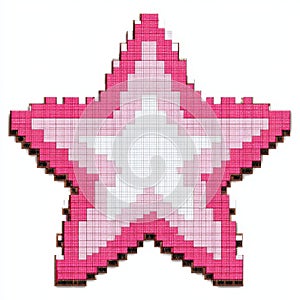 Pixel Art Pink Star with White Center on White Background