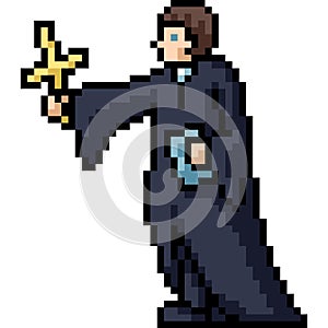 Pixel art priest cross exorcist