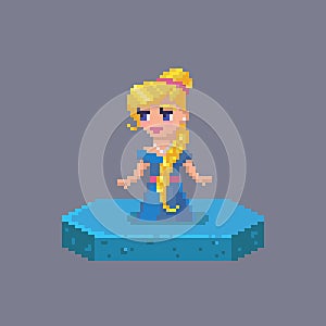 Pixel art princess character. Fairytale personage