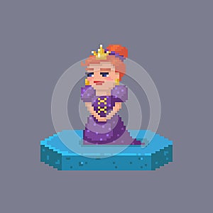 Pixel art queen character. Fairytale personage