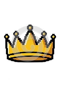 Pixel art rendering of a golden crown on a white background. The