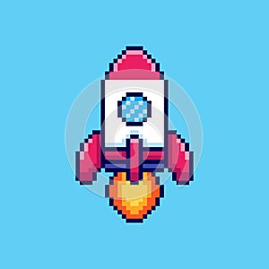 Pixel art Rocket Launch game asset design photo
