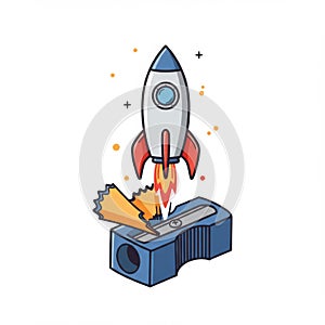 Pixel Art Rocket Launching from Pencil Sharpener