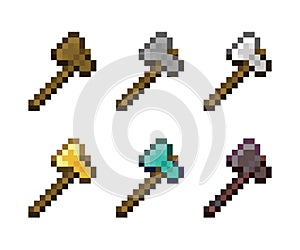 Pixel art set of Axe.