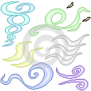 Pixel art set gust wind symbol