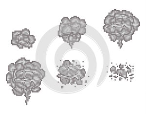 Pixel art smoke animation vector frames for game design