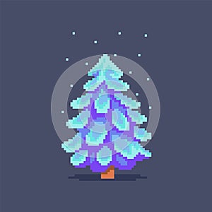 Pixel art decorated christmas tree.