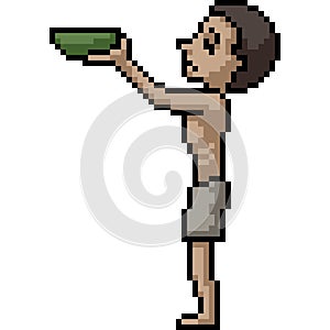 pixel art of starve hungry kid photo