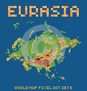Pixel art style illustration of eurasia physical photo