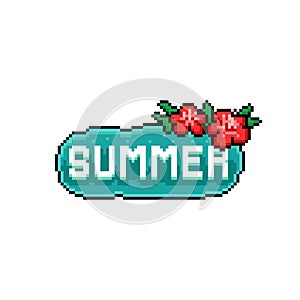 Pixel art summer text design with chaba flower. photo