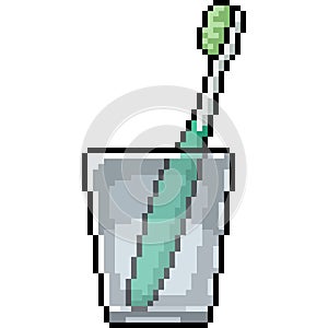 pixel art of toothbrush in glass