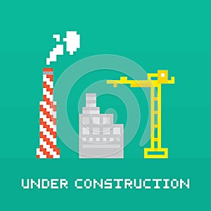 Pixel art under construction vector