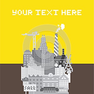 Pixel art urban vector card