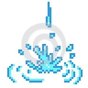 Pixel art water drop splash