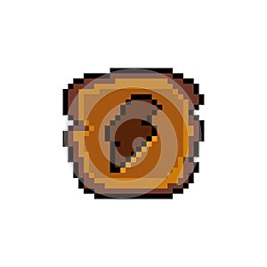 Pixel art wooden energy button icon graphic design vector