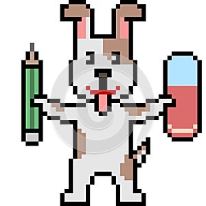 Pixel art writer dog