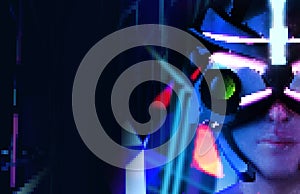 Pixel artwork illustration of sci-fi futuristic female in helmet