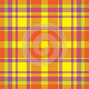 Pixel background vector design. Modern seamless pattern plaid. Square texture fabric. Tartan scottish textile. Beauty color madras