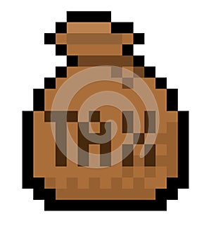 Pixel bag of taxed money - vector, isolated