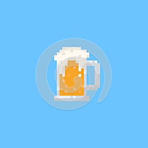 Pixel beer mug icon.8bit.