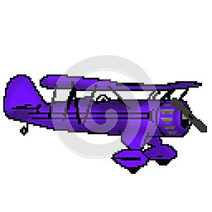 Pixel 8 bit drawn purple antique plane