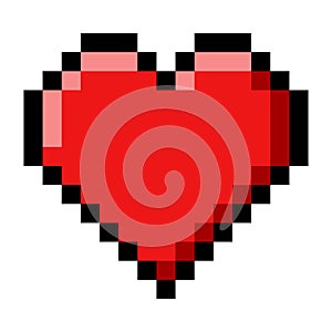 Pixel 8-bit Heart Object as Video Game Style Element Vector Illustration