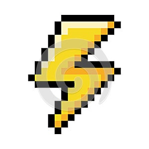 Pixel 8-bit Lightning Object as Video Game Style Element Vector Illustration