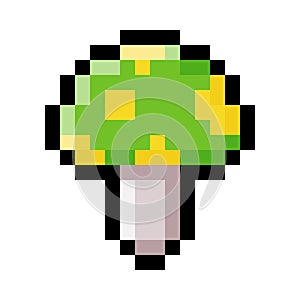 Pixel 8-bit Mushroom Object as Video Game Style Element Vector Illustration
