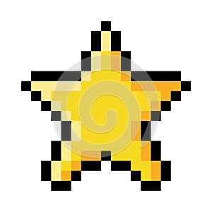 Pixel 8-bit Star Object as Video Game Style Element Vector Illustration
