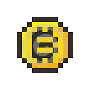 Pixel bitcoin cripto currency blockchain golden coin photo