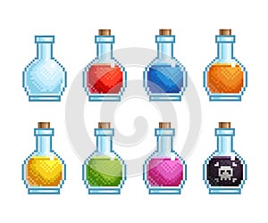Pixel bottles with different potions photo