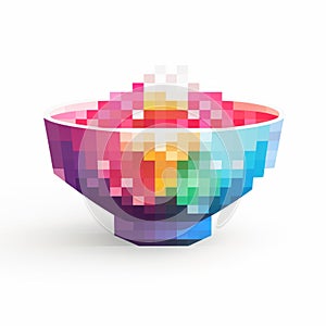 Colorful Pixel Bowl Illustration On White Background photo