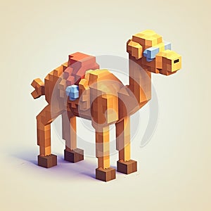Pixel Camel: A Cute Minecraft-inspired Pixel Art Illustration
