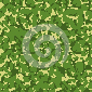 Pixel camo background. Seamless camouflage pattern. Military texture. Green, brown. forest color.