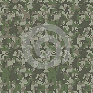 Pixel camo seamless pattern. Green, forest, jungle, urban, brown camouflages.