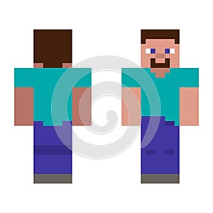 Pixel character. The concept of hero games. Gaming concept. Vector illustration.