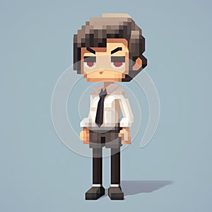 Pixel Character In Voxel Art A Dignified Black Man In A Suit