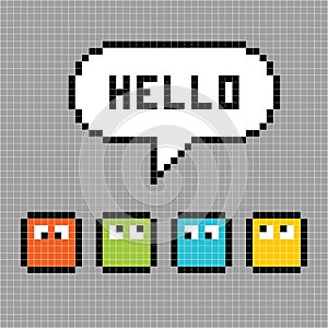 Pixel Characters Say Hello