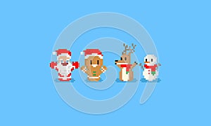 Pixel Christmas rocking dolls.8bit character.