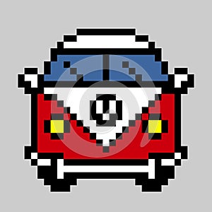 Pixel classic car image. Pattern retro car. Vector Illustration