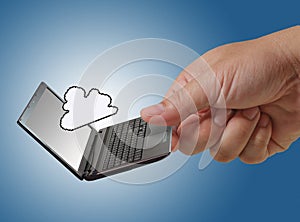 Pixel cloud icon as concept