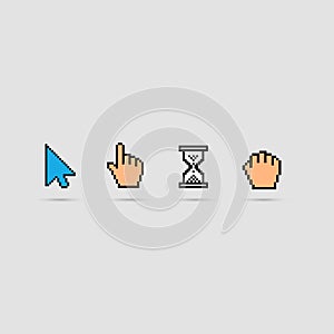 Pixel colorful cursors icons