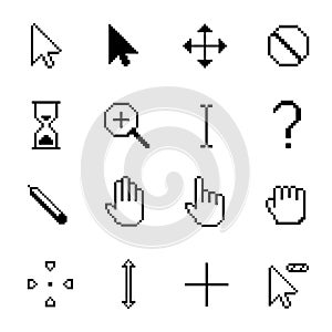 Pixel cursor and click line art set