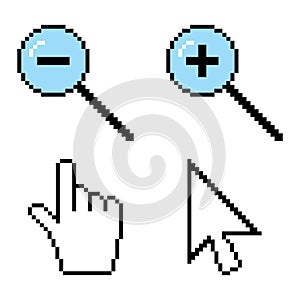 Pixel Cursor icon. Mouse click. Clicker, Pointer Hand Line Icon