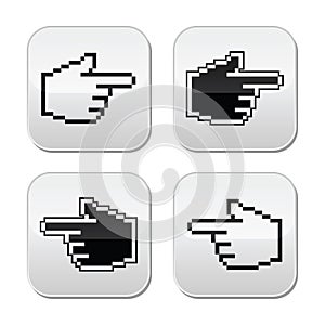 Pixel cursor poiting hands buttons icons