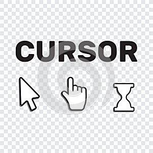 Pixel cursors icons mouse hand arrow. Mouse computer cursor. Han