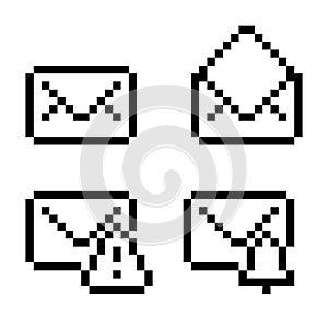 Pixel Email Icon Set 8 Bit Notification and Alert Envelopes